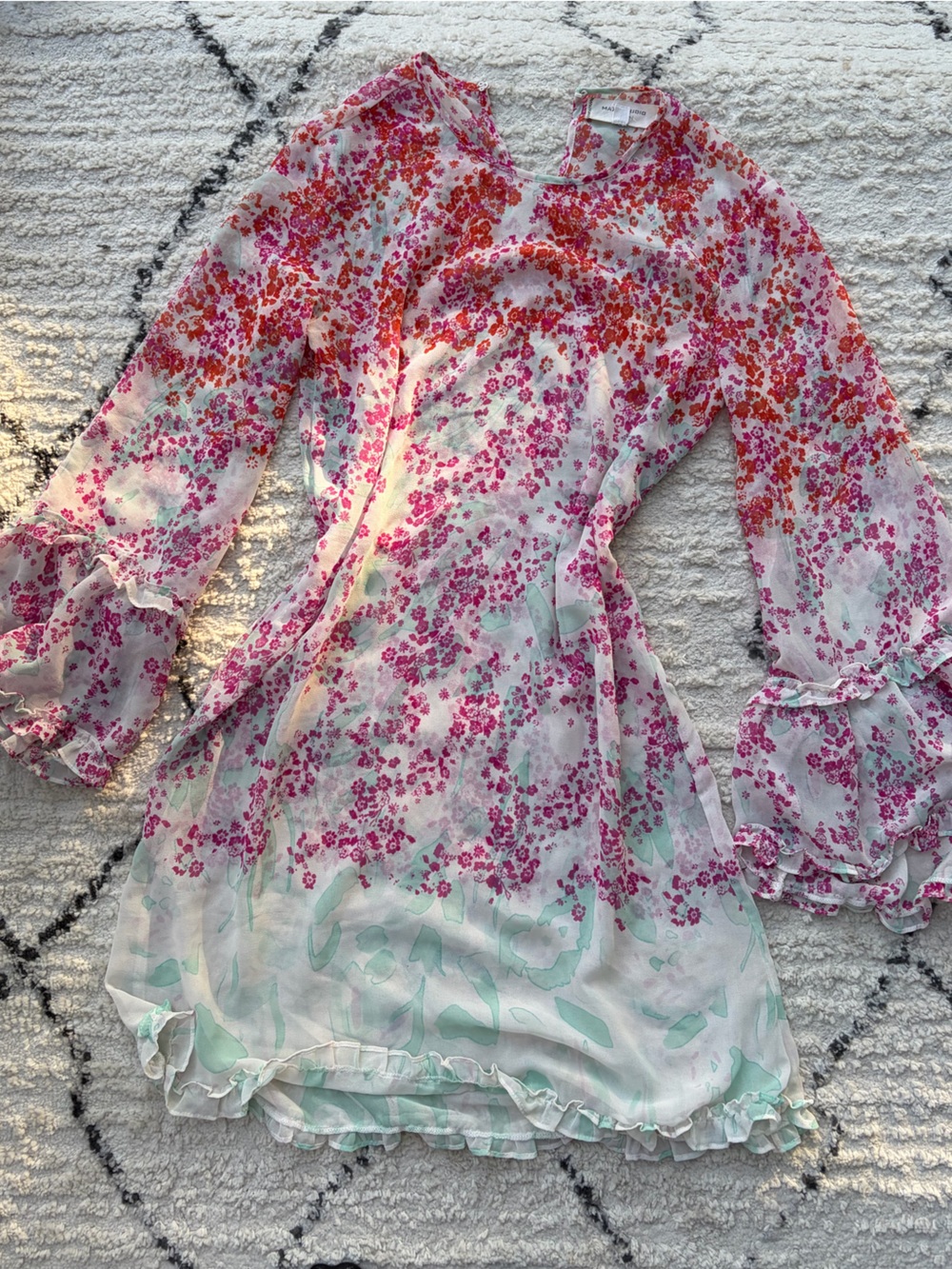 Max Studio Pink & Mint Floral Long-Sleeve Chemise